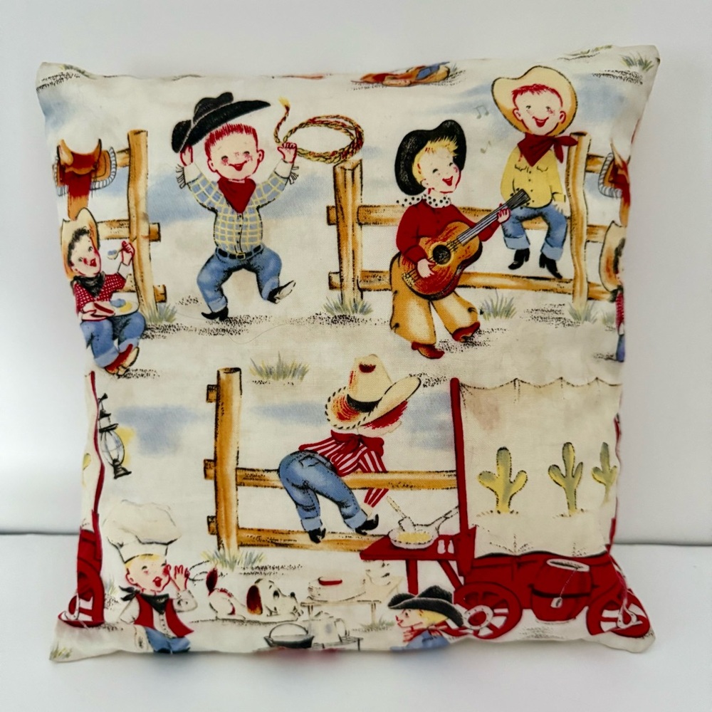 Michael‎ Miller Lil Cowpoke handmade pillow removable washable vintage retro
